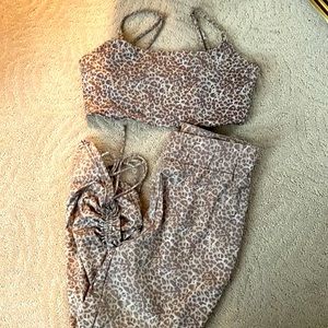 Brown Leopard Pant set